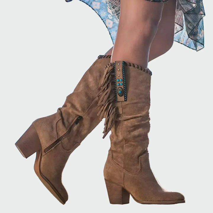 Luna - Botines Boho-Western con Flecos