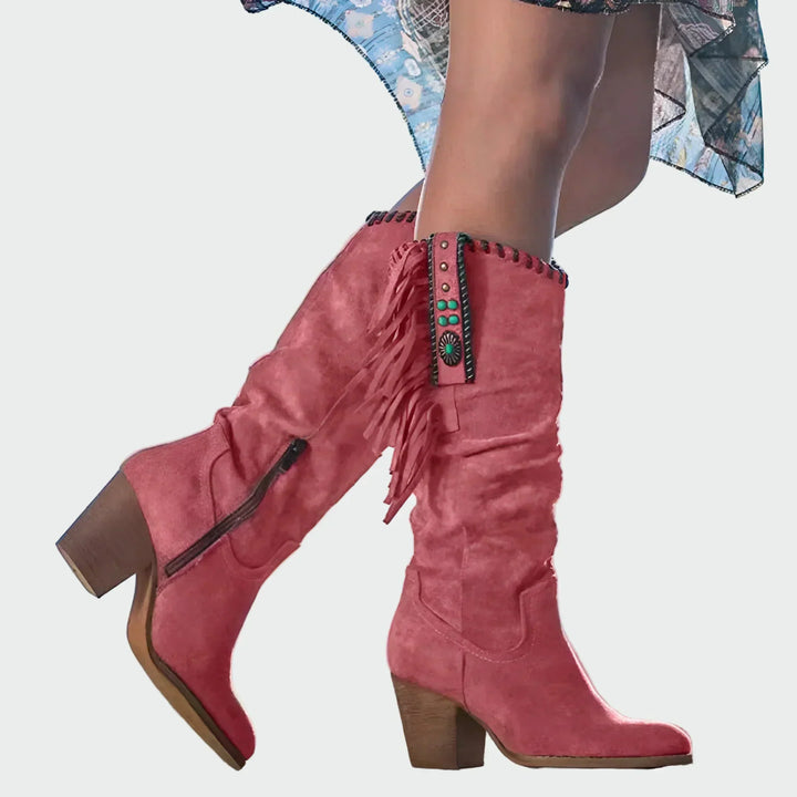Luna - Botines Boho-Western con Flecos